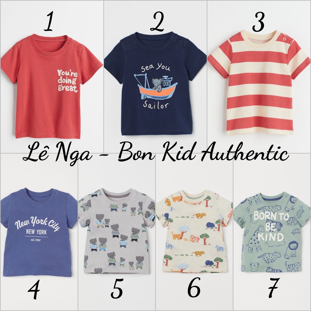 Áo phông HM US/UK/JP/ES chính hãng size từ 4-6m đến 3-4y