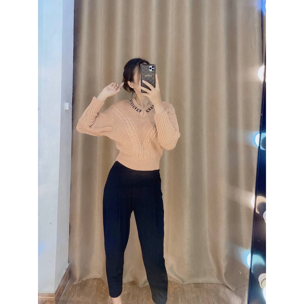 áo len cánh dơi nữ cổ tim tay dài chất len vặn thừng dày dặn siêu ấm lên dáng siêu điệu đà | BigBuy360 - bigbuy360.vn