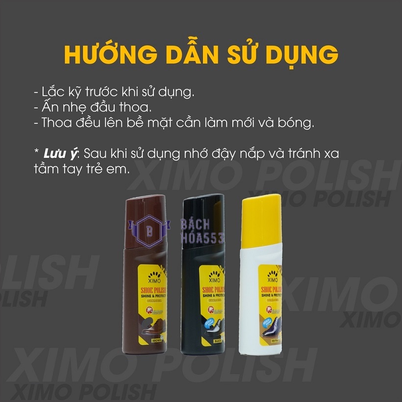 Xi nước đánh giày da, đồ da bổ sung màu và độ bóng Ximo Polish 75ml