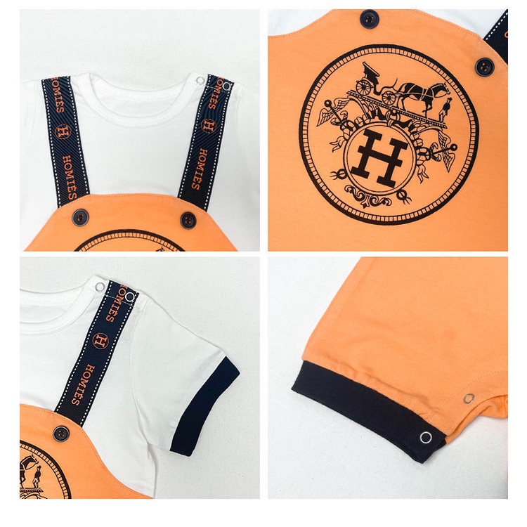 Áo Liền Quần Tay Ngắn Chất Liệu Cotton Thời Trang Mùa Hè Cho Bé 0-2 Tuổi