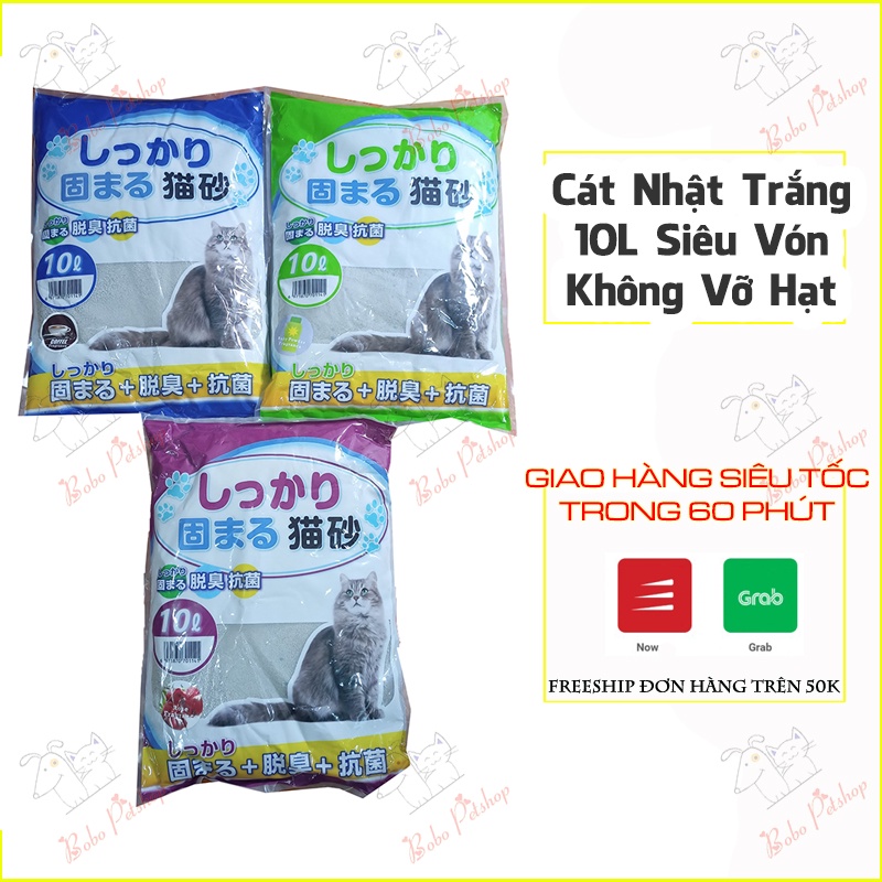 Cát Vệ Sinh Cho Mèo Nhật Trắng 10L Mùi Thơm Tự Nhiên Vón Cục Tốt, Tiết Kiệm - Bobo Pet Shop Hà Nội