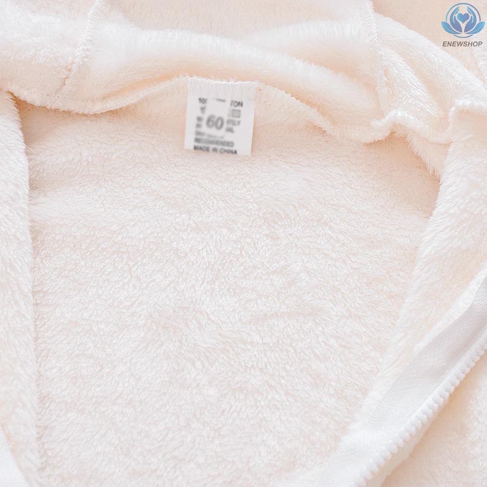 ♥♥enew~Baby Animal Hooded Rompers One-Piece Toddlers Autumn Winter Coral Fleece Pajamas Unisex Jumpsuit Costumes (White, Bear)