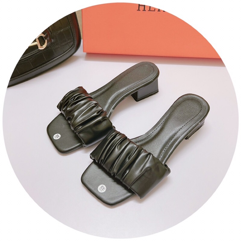 Guốc nữ quai nhún 4p da lì ảnh chụp thật cực dễ đi