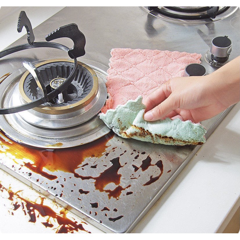 Khăn lau bếp đa năng 2 mặt siêu thấm (lau bếp, bát đĩa, bàn ghế...) kháng khuẩn (1chiếc)