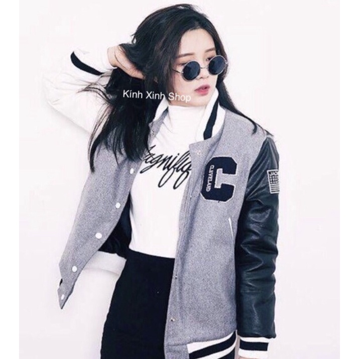 Kính Râm Nam Nữ Mắt Tròn Thầy Bói Gọng Kim Loại Dày Cao Cấp