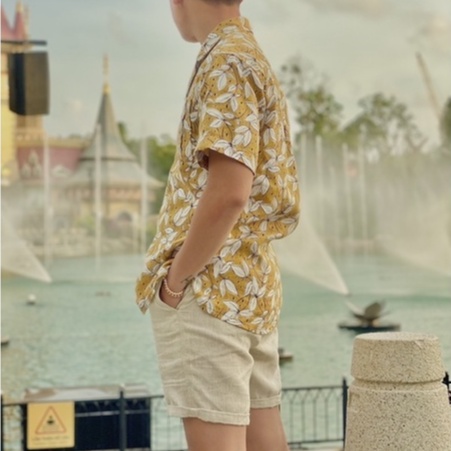 Áo Sơ Mi Nam Tay Ngắn Linen Tưng In Hoạ Tiết Mùa Hè