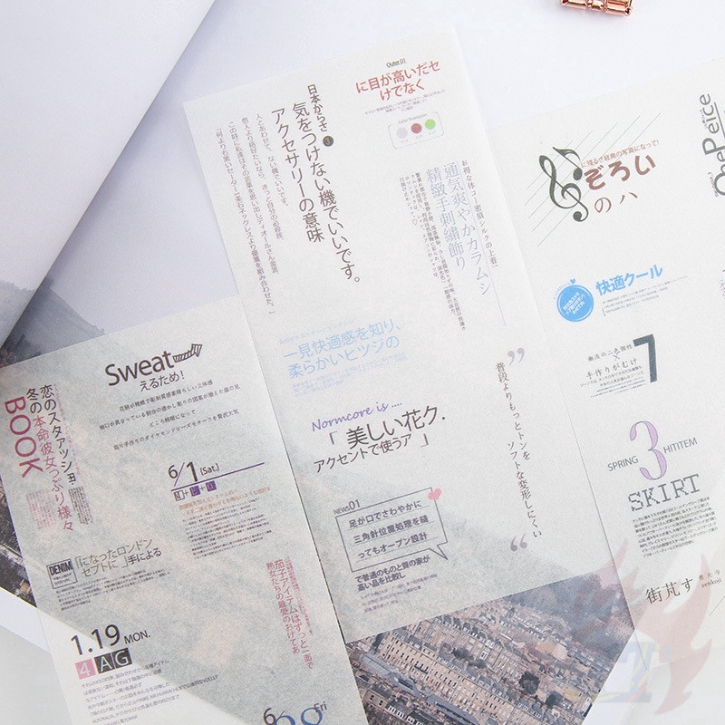 Bộ 6 tấm hình dán họa tiết chủ đề văn phòng xuất bản trang trí sổ nhật ký DIY