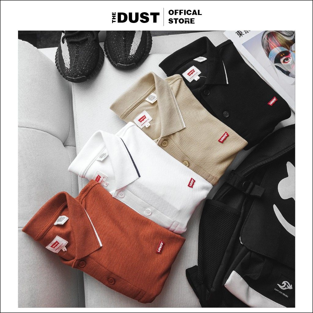 Áo thun polo nam cổ bẻ phối viền LV trơn basic, Áo phông nam vải cotton, form slim fit, lịch lãm