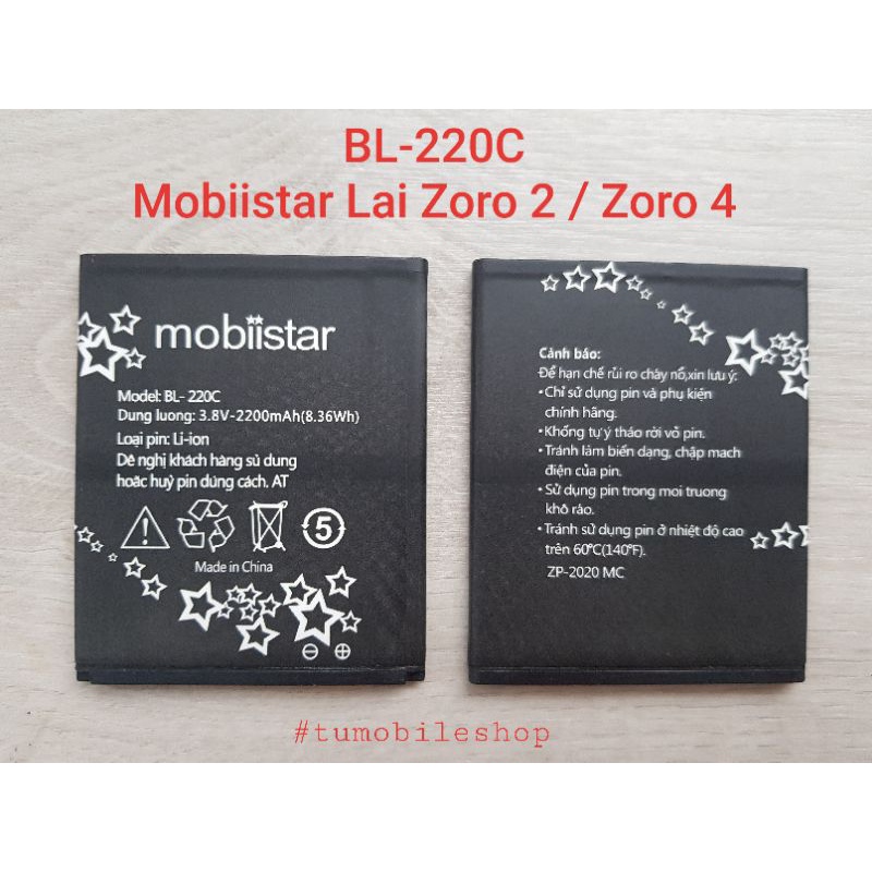 Pin CHÍNH HÃNG mobiistar Zoro 2 / Zoro 4G ( Zoro 4 ) , pin BL-220C (TẶNG 5 miếng dán màn hình)