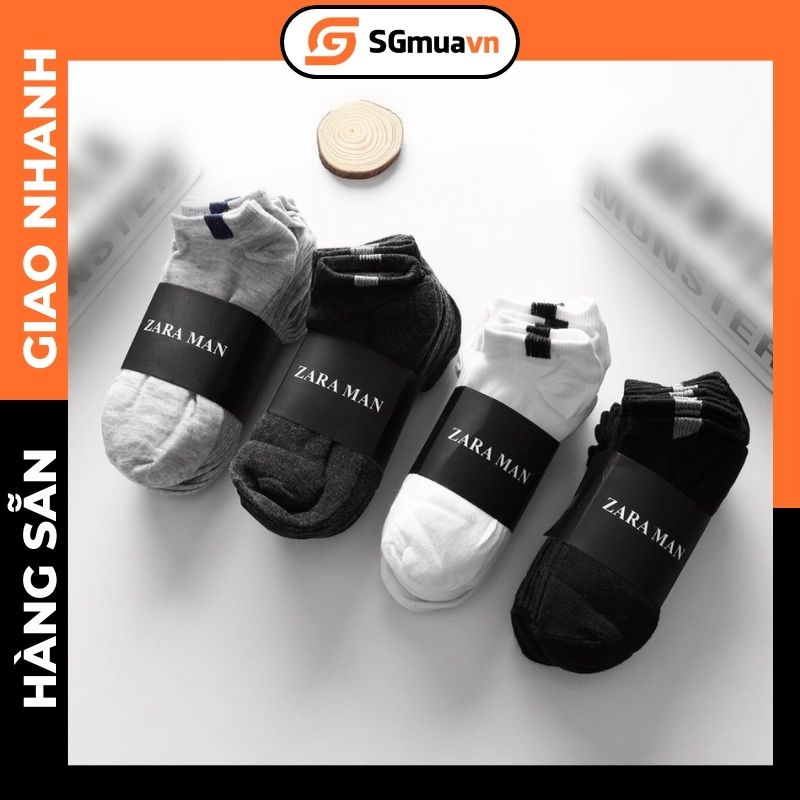 Set 10 đôi tất vớ nam nữ unisex cổ ngắn kháng khuẩn phù hợp nam nữ công sở