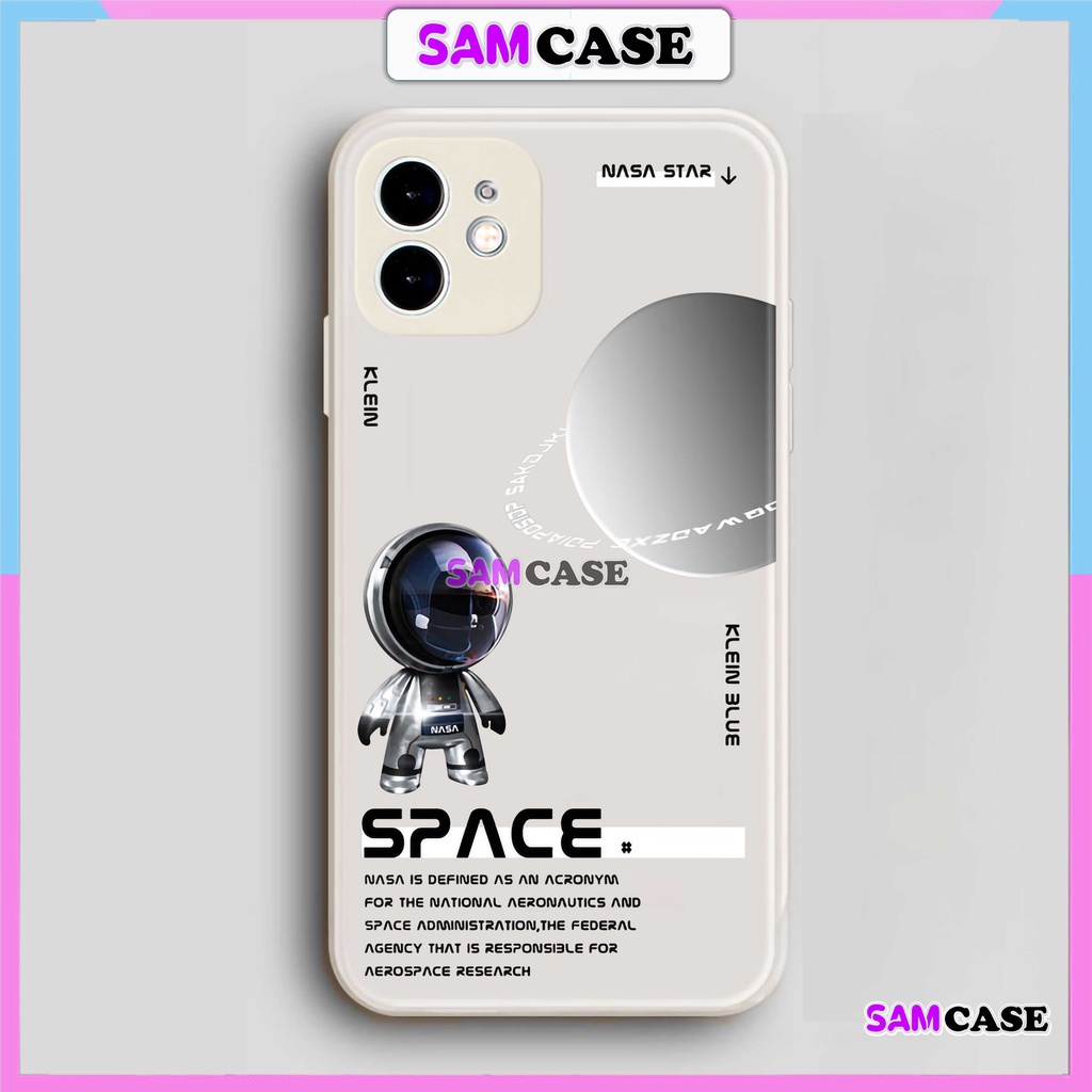 Ốp lưng iPhone Phi hành gia Nasa Cute cạnh viền vuông silicon mềm dẻo cho ip 6/6s/7/8/X/XS/XR/11/12/13/14 Pro Plus Max