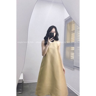 Váy suông ba lỗ tafta lót lụa cao cấp phong cách tối giản sang trọng - hàng thiết kế