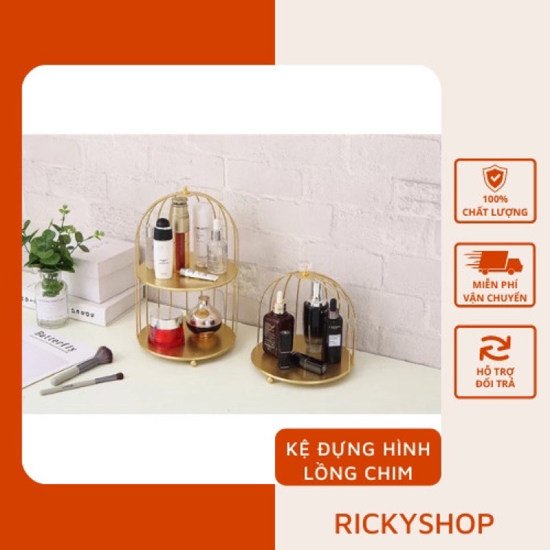 Kệ đựng mỹ phẩm bằng sắt chống rỉ hình lồng chim lạ mắt độc đáo