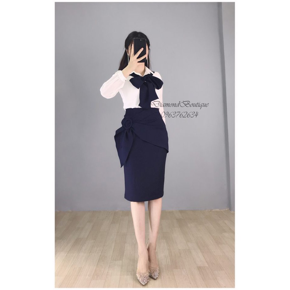 Chân Váy Bút Chì Công Sở Khoen Tròn Lệch