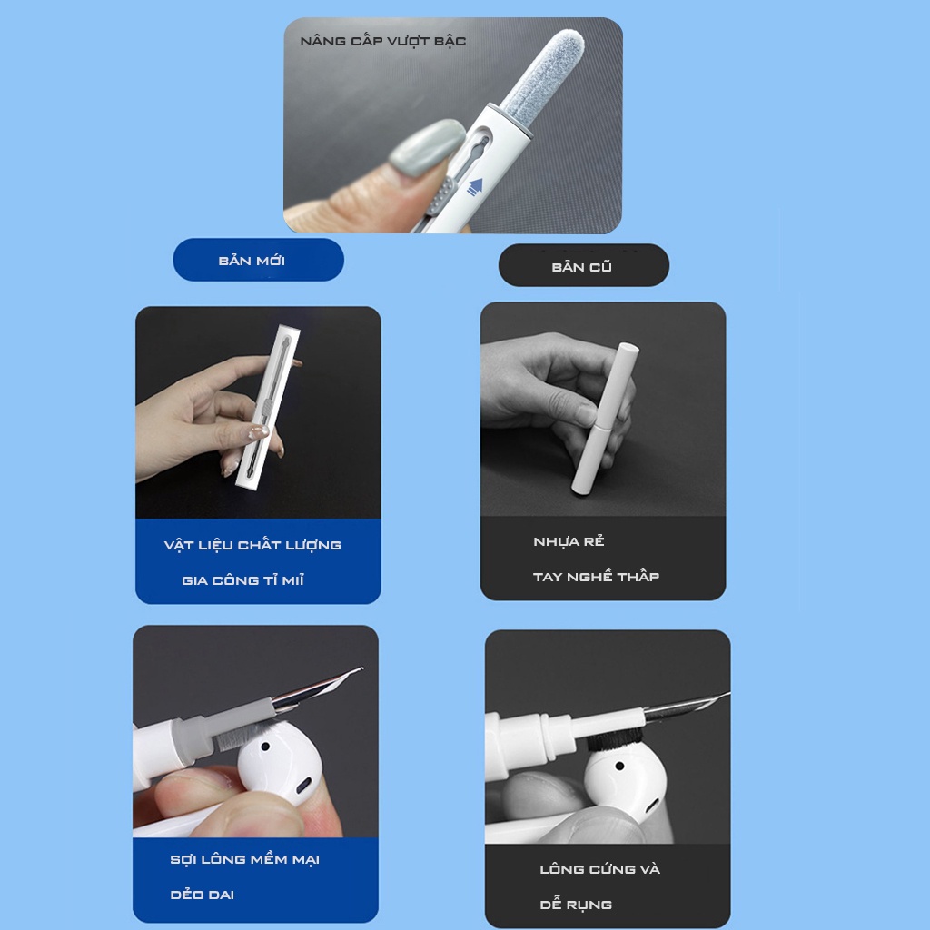 Bút vệ sinh tai nghe airpods, dụng cụ vệ sinh tai nghe airpods Q5 phiên bản nâng cấp chính hãng