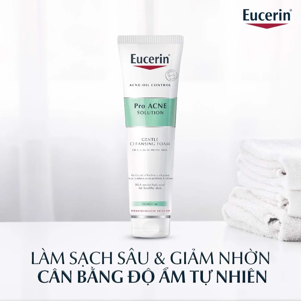 ✅ [CHÍNH HÃNG] Eucerin Sữa Rửa Mặt Tạo Bọt Cho Da Nhờn Mụn Pro Acne Cleansing Foam 150g