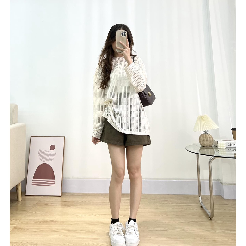 Set áo lưới form rộng kèm áo hai dây len tăm thời trang Miho house
