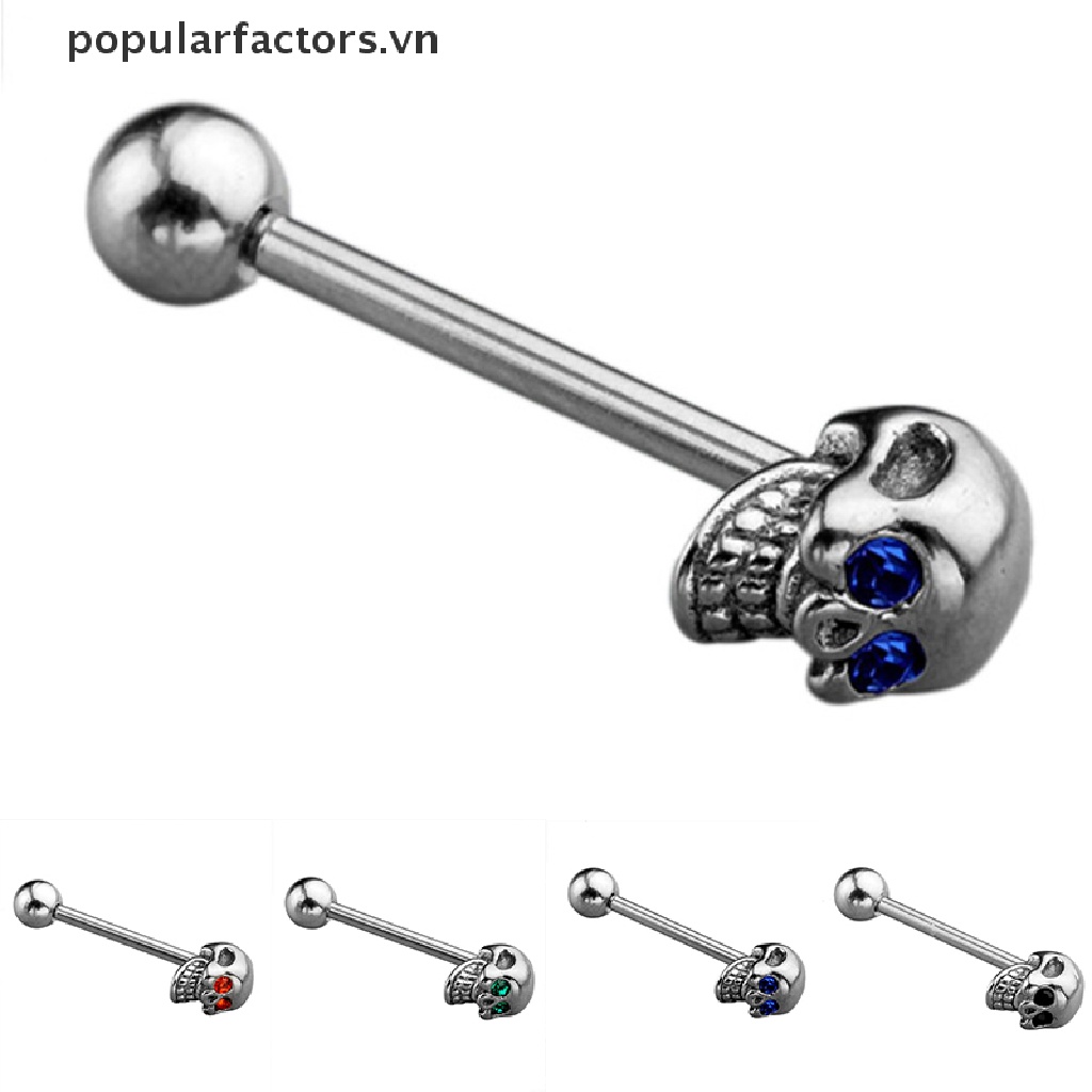 Khuyên Lưỡi Bằng Thép Không Gỉ Đính Đá CZ 14G