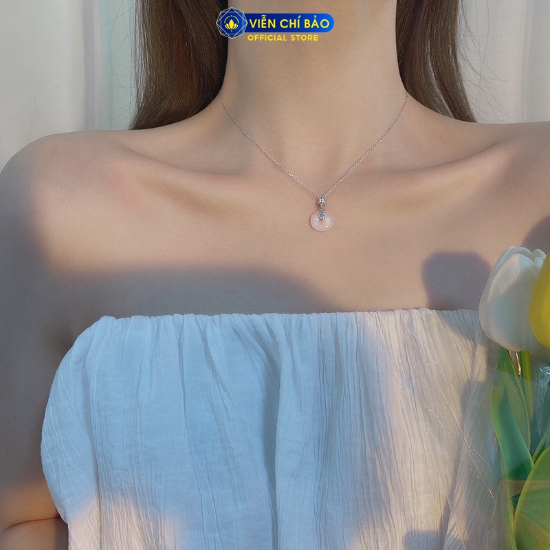 Dây chuyền bạc nữ kim tiền đồng điếu đá bạc Thái 925 thời trang nữ phụ kiện trang sức nữ Viễn Chí Bảo D000156