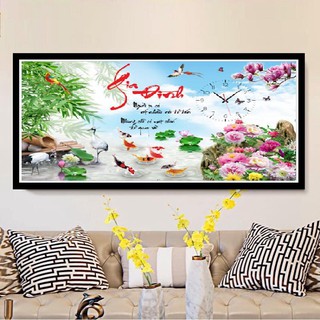❤flash sale❤ tranh đính đá gia đình đồng hồ vs364 - kích thước 80x53cm