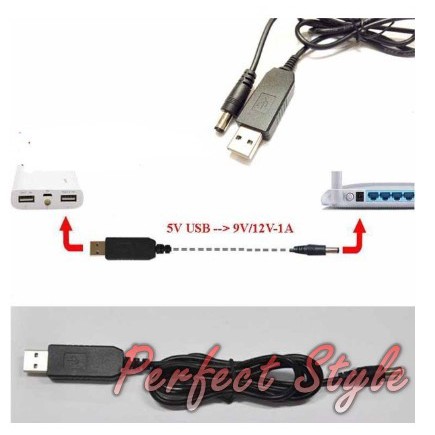 Cáp chuyển đổi điện áp từ cổng USB 5V sang 9V/12V