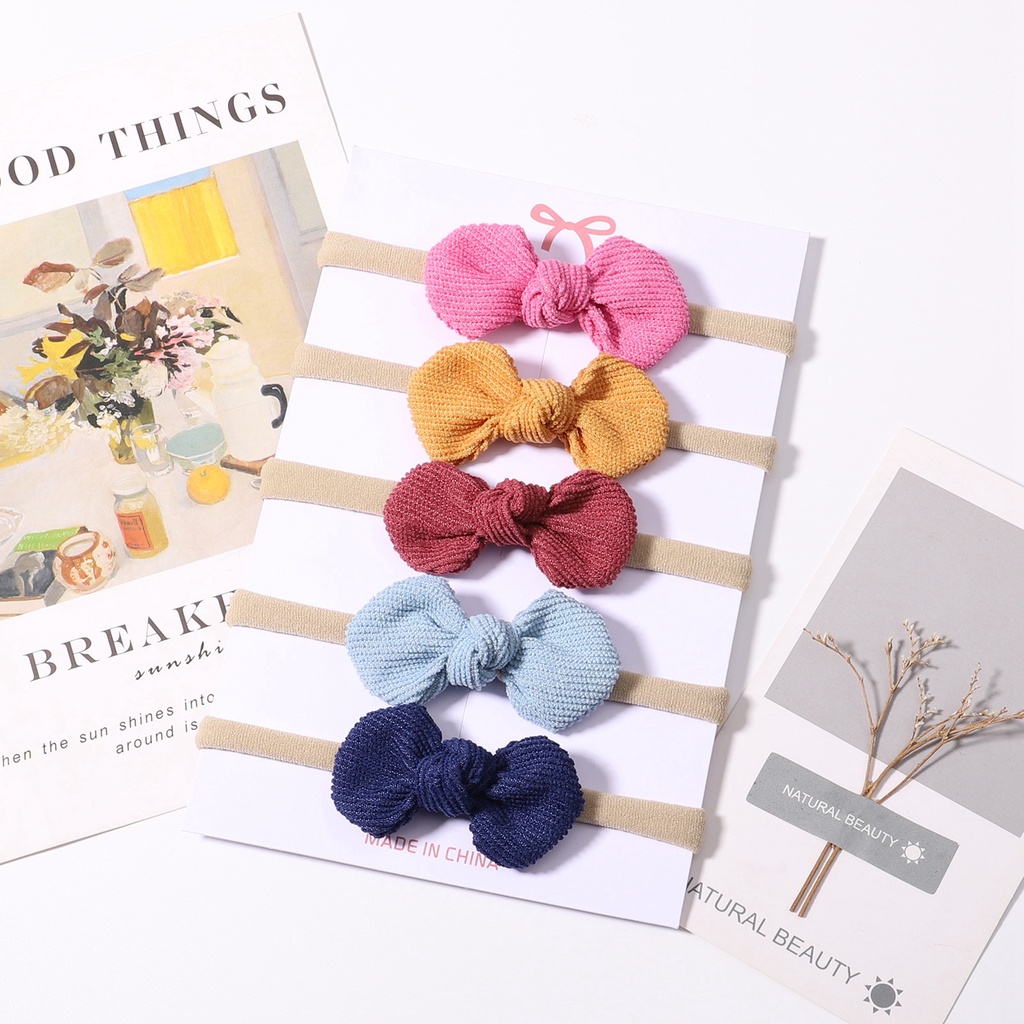 Dây buộc tóc KIDSBOWS phối nơ màu trơn xinh xắn cho các bé
