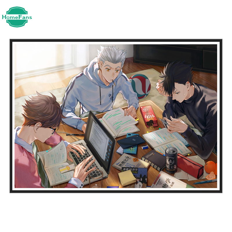 5D Full Round Drill DIY Diamond Haikyuu Picture Japanese Anime Wall Sticker Handmade Painting Home Decor 30*40cm