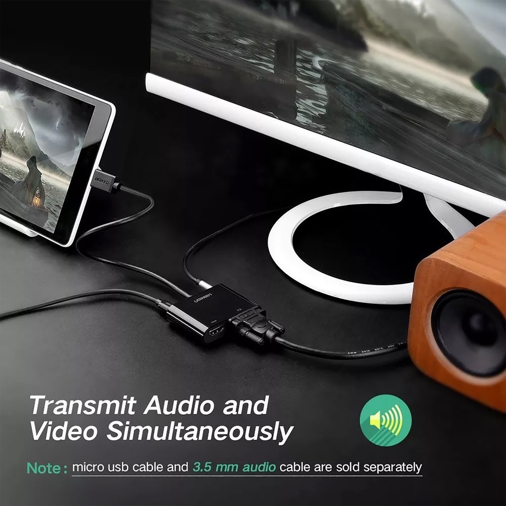 Cáp Chuyển Mini Hdmi Ra Hdmi và Vga Có Cổng Audio 3.5MM Ugreen 40835