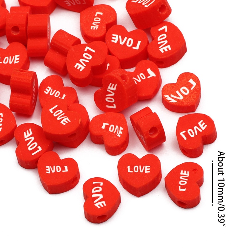 Sa Set 50 / 100 Hạt Xỏ Lỗ Hình Trái Tim Dùng Để Làm Đồ Trang Sức Thủ Công