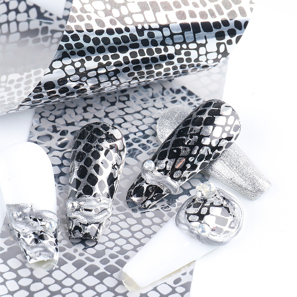 [Hàng mới về] Bộ 10 Miếng Dán Trang Trí Móng Tay Họa Tiết Da Báo Độc Đáo