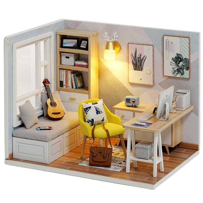 Mô hình nhà búp bê DIY Doll House Miniature_ SUNSHINE-STUDY _Tặng TẤM CHE BỤI + KEO