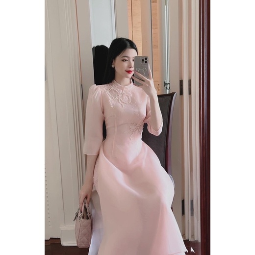 ÁO DÀI THIẾT KẾ ĐÍNH KẾT NƠ THỦ CÔNG SIÊU HÓT