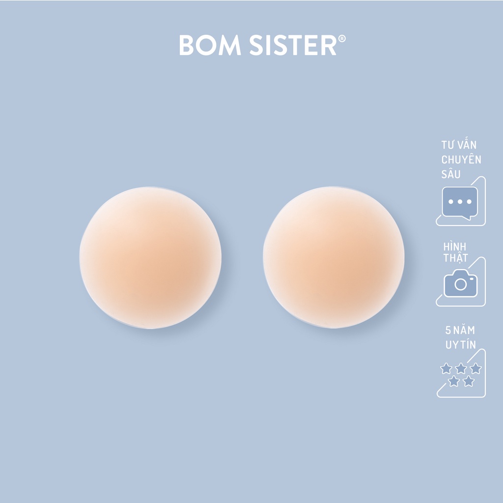 1 Cặp dán nhũ silicon tròn màu da 8.5cm BOM SISTER D904