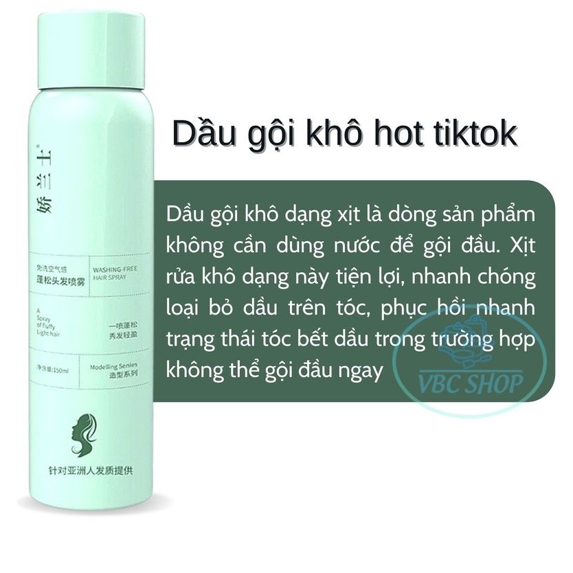 Xịt Dầu Gội Đầu Khô Tạo Phồng Tóc Không Bết Dính Tiện Lợi, Dầu Gội Khô Tạo Phồng Tóc Không Gây Bết Dính Tiện Lợi