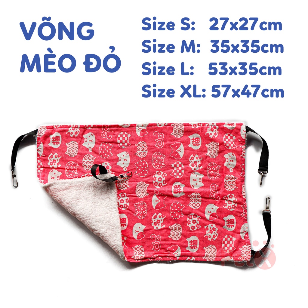 Võng cho mèo bằng vải một mặt bông mặt in hoa văn Lucky Cat và bàn chân chó Lapeta