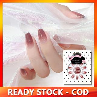 Set 24 móng tay giả màu gradient trang nhã thời trang