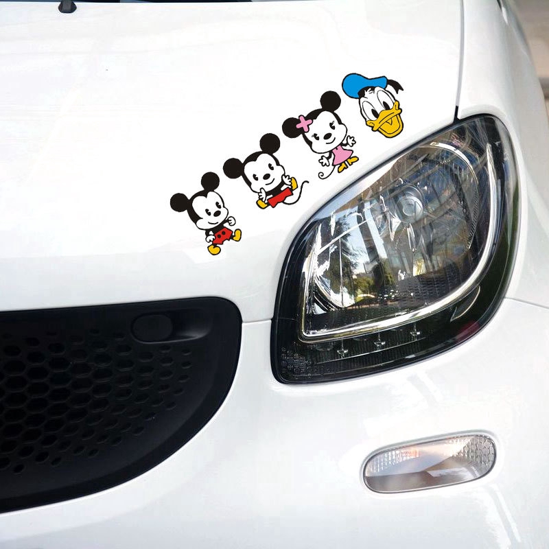 Đề Can 28x8cm Chống Nước Hình Mickey Minnie Donald Trang Trí Xe Hơi