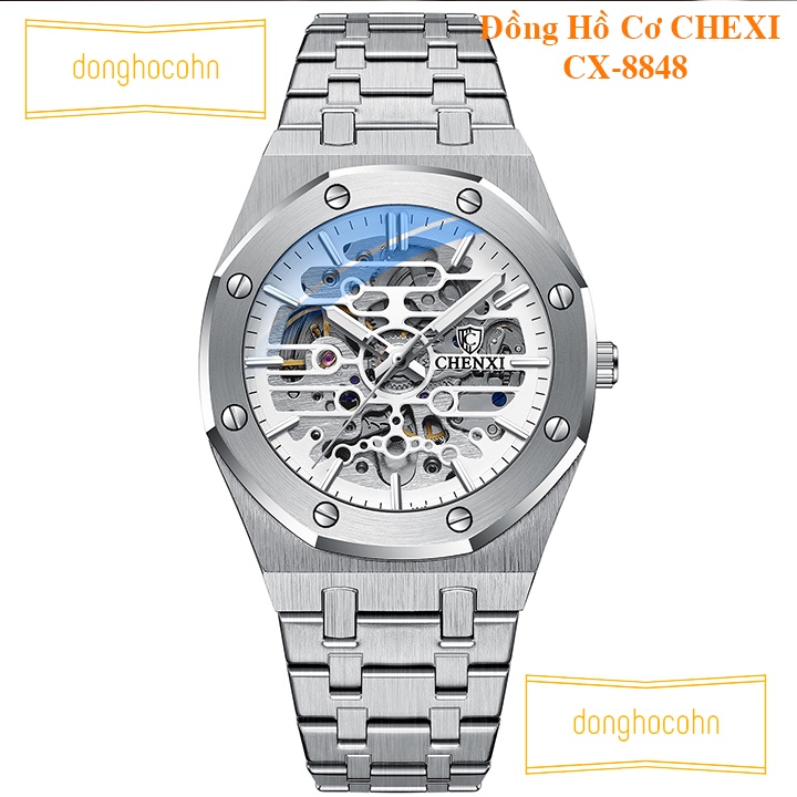 Đồng hồ cơ nam Chenxi dây thép lộ máy tự động cao cấp CX-8848