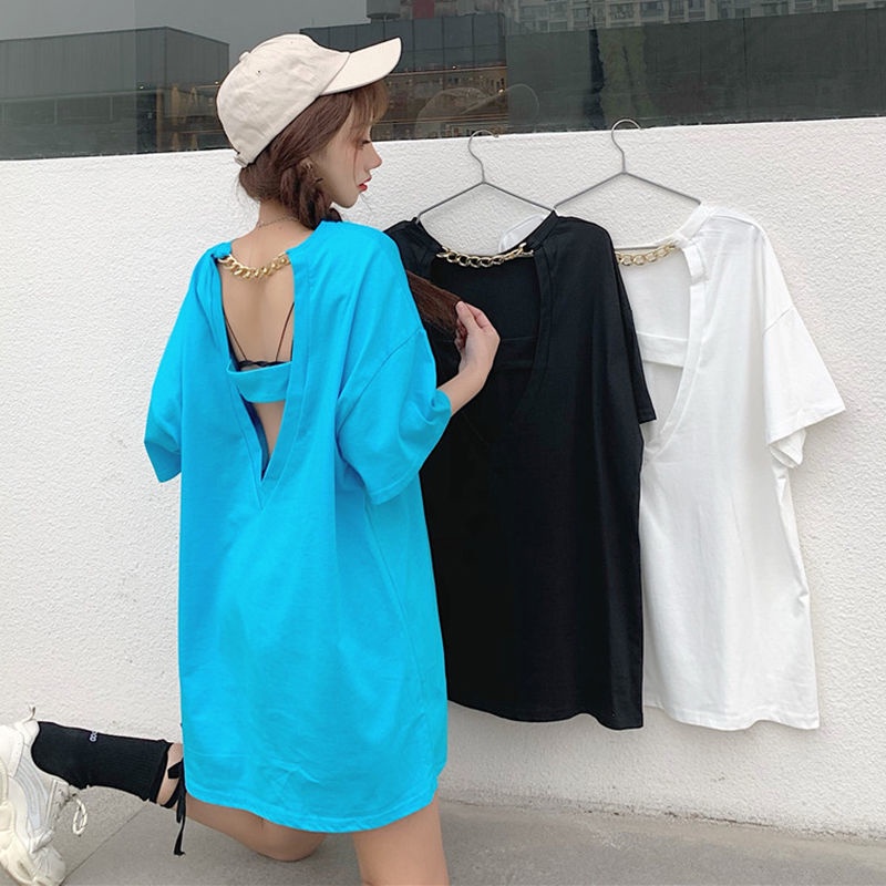 Áo thun COZOKC tay ngắn hở lưng phong cách Hàn Quốc dành cho nữ