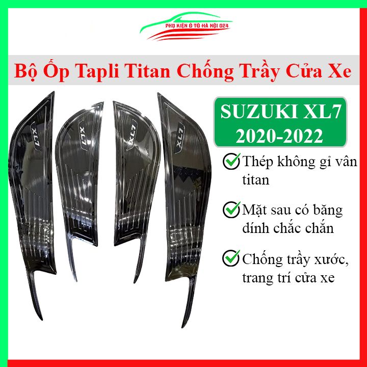 Bộ ốp tapli Suzuki XL7 2020-2022 vân titan chống xước va đập khi mở cửa và làm đẹp xe