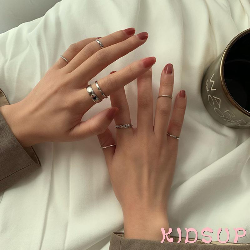 Kidsup1-bộ 7 Nhẫn Đeo Đốt Ngón Tay Phong Cách Đơn Giản Làm Quà Tặng Cho Nữ