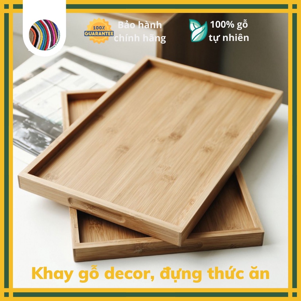 Khay gỗ trang trí, thớt gỗ decor đựng đồ ăn, khay trà lớn hình chữ nhật trang trí, hình Oval, đựng bánh pizza nhiều size