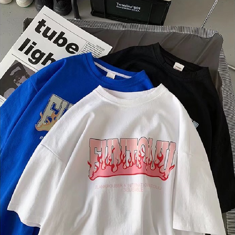 Áo Thun Tay Ngắn Dáng Rộng In Chữ Phong Cách Hàn Quốc Thời Trang Mùa Hè Cho Nam