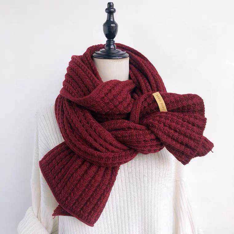 Khăn len thừng quàng cổ nam nữ bản to dày dặn màu trơn