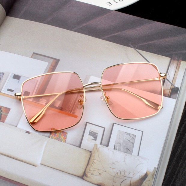 Kính râm nữ mặt vuông thời trang chống tia uv kiểu dáng sang chảnh màu hiếm - VUÔNG HỒNG
