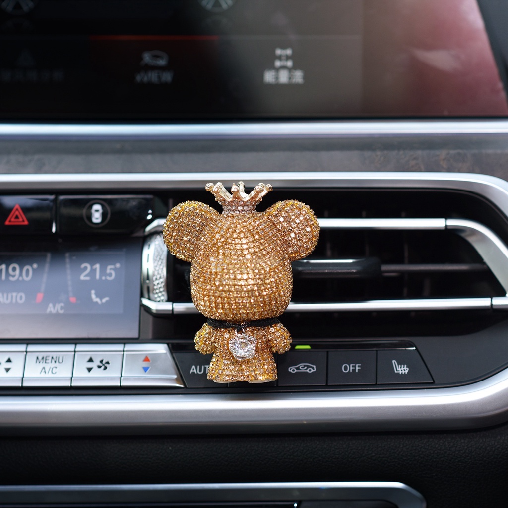 Cài cửa gió điều hòa ô tô - Gấu Bearbrick đính đá sáp thơm - Phụ Kiện Trang Trí Ô Tô