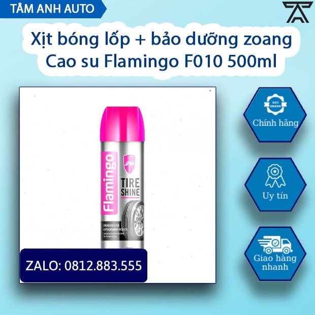 Chai xịt bóng lốp + bảo dưỡng zoang cao su Flamingo F010 500ml
