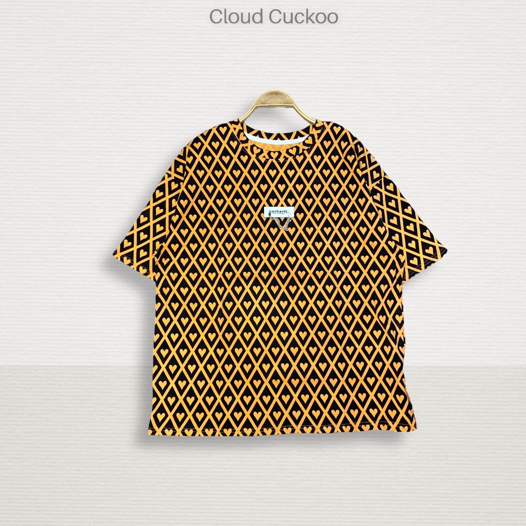 Áo Thun Họa Tiết Trái Tim Đính Tag Logo Cá Tính Chất Cotton Mềm Mát Mịn Phom Áo Dáng Oversize - Mã Số: YG53