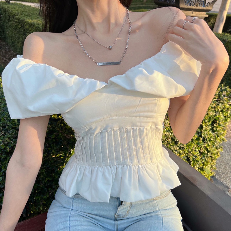 Áo kiểu COZOKC tay bay ôm eo hở vai thời trang