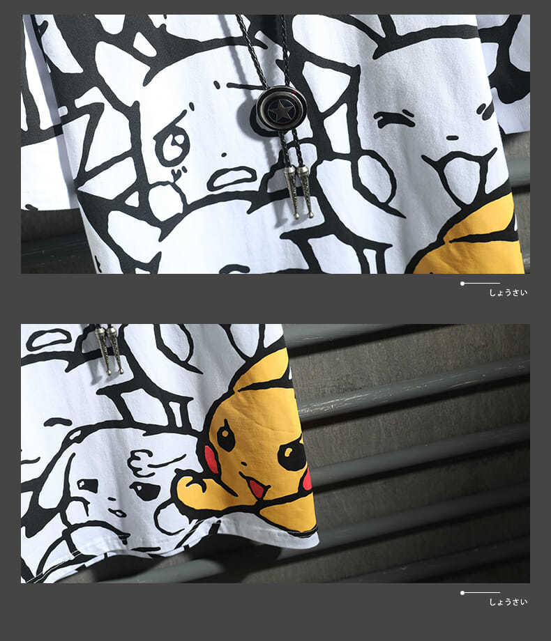 Áo Thun Ngắn Tay Dáng Rộng In Hoạt Hình Pikachu Kiểu Hàn Quốc Thời Trang Mùa Hè Cho Các Cặp Đôi